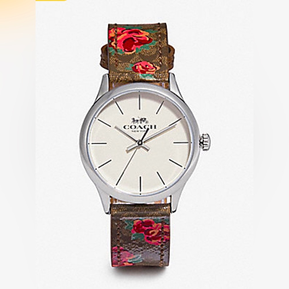WOMEN COACH FLORAL LEATHER WATCH